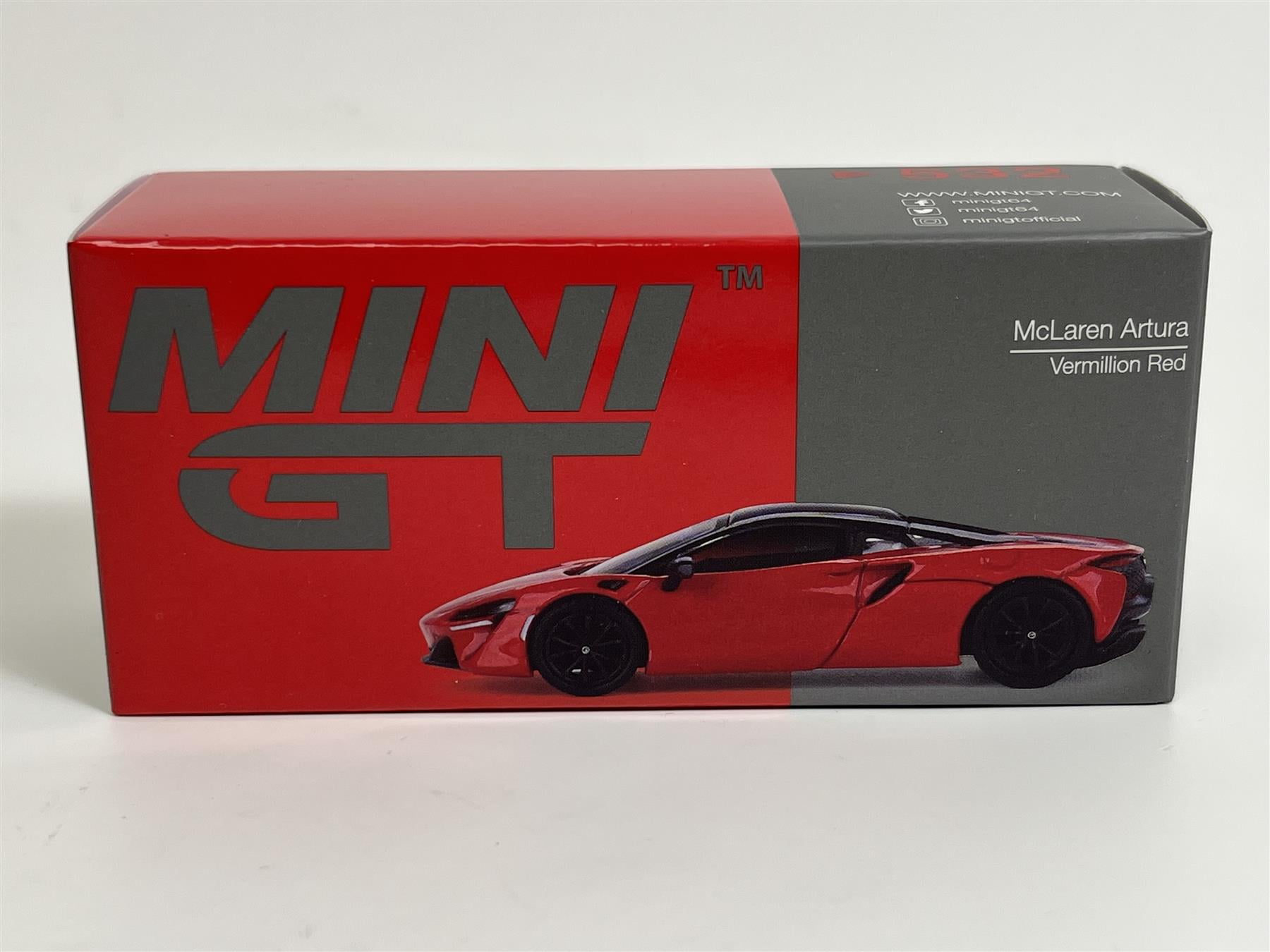 McLaren Artura Vermillion Red RHD 1:64 Scale Mini GT MGT00532R