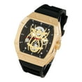 thumbnail image 4 of Men’s 41mm Tonneau Watch – Luxury Quartz Timepiece with Skeleton Dial, Silicone Strap, Gift for Him - Gold Black, 4 of 4