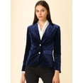 thumbnail image 2 of INSPIRE CHIC Women's Vintage Notched Lapel Button Front Office Velvet Blazer Jacket, 2 of 6