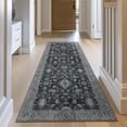 thumbnail image 2 of Runner Rug for Hallways Machine Washable, 2x5 Non Slip Boho Vintage Lightweight Washable Runners, Thin Floor Runners for Entryway Hallway Bathroom Laundry Room Corridor, Charcoal Charcoal 2X5, 2 of 5