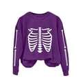 thumbnail image 4 of Charmgo Halloween Sweatshirt Under $15, Women's Trendy Halloween Skeleton Bones Casual Sweatshirt, Halloween Sweater for Women Purple L, 4 of 4
