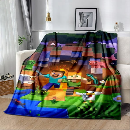 Soft and Warm M-Minecraft Blanket Featuring My World Sandbox Game Characters 3D Print Fleece Throw Blanket