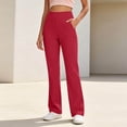 thumbnail image 6 of YHAJDS Womens Workout Gym Yoga Pant Solid Color Stretchy Casual Trousers With Pockets, 6 of 9