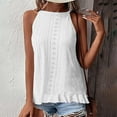 thumbnail image 7 of Posijego Tank Top for Women Summer Round Neck Ruffle Hem Sleeveless Shirts Loose Flowy Eyelet Blouses, 7 of 7