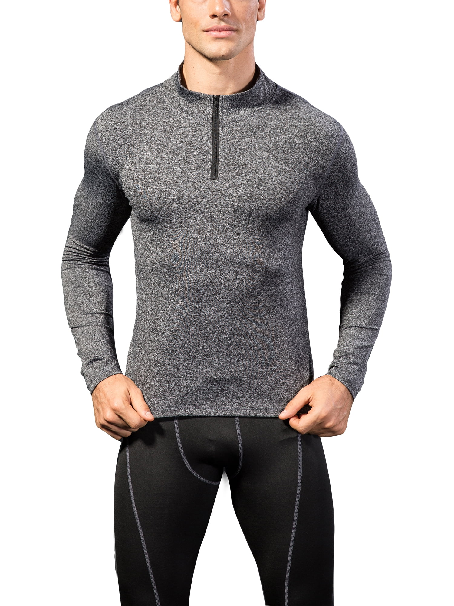 Men's Compression Tops Dri fit Long Sleeve Tights Under Base Layer Gym T-shirts 