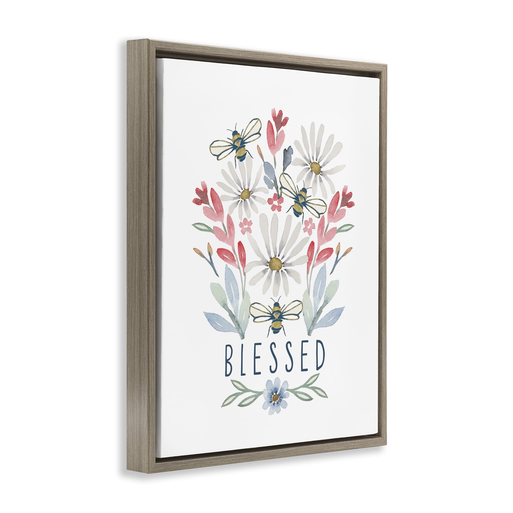 Stupell Industries Blessed Floral Sprigs Botanical & Floral Painting Brown Floater Framed Art Print Wall Art, 25 x 31