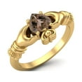 thumbnail image 2 of Irish Claddagh 5mm Heart Smoky Quartz 925 Sterling Silver Gold Vermeil Solitaire Mother's Day Gift Ring, 2 of 3