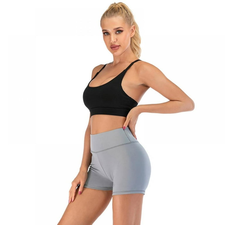 Women's High Waisted Vital Seamless Workout Yoga Gym Shorts, Gray XL 