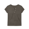 thumbnail image 6 of Rutainlusire Womens Casual Notch V-Neck Button Tops Ladies Breathable Relaxed Fit Plain Color Summer Short Sleeve Tops, 6 of 6