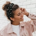 thumbnail image 3 of Unique Bargains Hair Headband Faux Pearl Knotted Headband for Women Girl Black 6.69"x4.72"x1.38" Wide Headband, 3 of 7