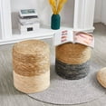 thumbnail image 4 of Ottoman Poof, Natural Seagrass Poufs, Hand Weave Round Footstool, Pouffe Accent Chair, Sitting Braided Footrest W/Jute Cover, Boho Chair for Living Room, 4 of 8
