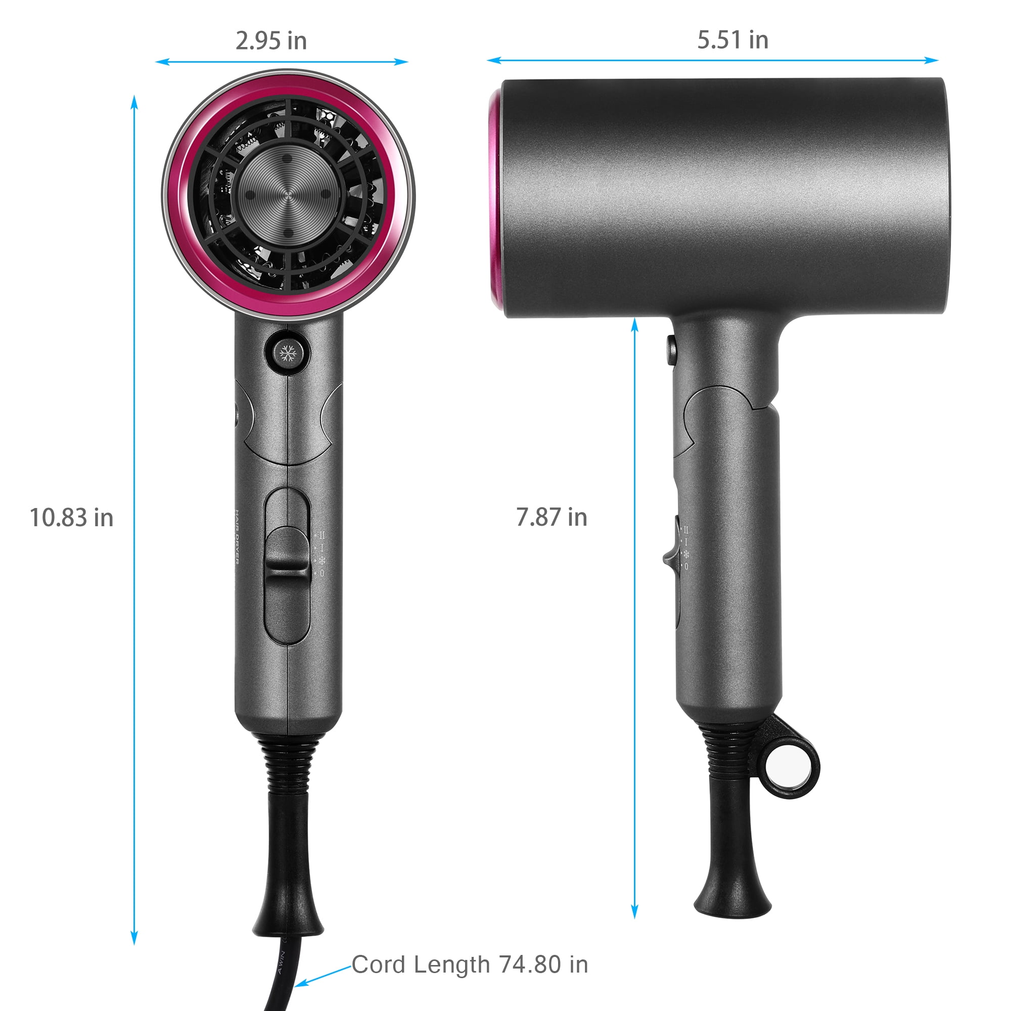 1800W Professional Ionic Hair Dryer, Foldable Professional Hair Dryer, Hammer Hair Dryer
