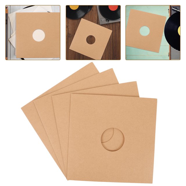 HINTRMENT 4 Pcs Pochettes pour Disques Vinyles Couverture en Papier Robuste avec Design à Angle Droit pour Rangement