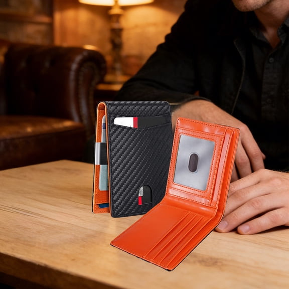 Men's Slim Bifold Wallet Money Clip Leather Credit Card Holder RFID Blocking Minimalist Gift