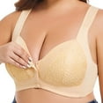 thumbnail image 5 of Yyeselk Women's Front Closure Daily Bra Push Up Bras No Underwire High Support Bra Front Snaps Full Coverage Bras Beige 46G, 5 of 9