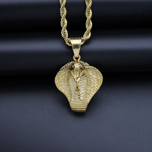 New Fashion Snake Cobra Pendants Necklace For Women/Men Punk 14K Yellow Gold Chain Trendy Jewelry Gifts