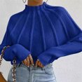 thumbnail image 2 of Ediodpoh Women's Turtleneck Solid Color Knit Pullover Batwing Sleeve Sweater Top Knit Tops for Women Blue M, 2 of 4