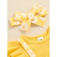 thumbnail image 6 of Suealasg Newborn Baby Girl Clothes Fly Sleeve Flower Print Bow Romper with Headband Set 2Pcs Infant Summer Photoshoot Outfits, 6 of 8