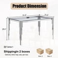 thumbnail image 2 of 52.7" Rectangular Clear Tempered Glass Dining Table for 4 People, Modern Kitchen Table with Irregular Stainless Steel Legs, Dining Table for Small Space, Apartment Studio, Home Office, 2 of 7