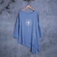 thumbnail image 4 of Pompotops Women's Tops Embroidered Round Neck Cotton Linen Large Short Sleeves Tops, 4 of 8