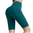 thumbnail image 2 of uublik Women Gym Shorts Knee Length Athletic Sweat Shorts High Waisted Yoga Jogger Green, 2 of 5