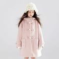 thumbnail image 7 of Girls Wool Blend Jacket Stars Button Up Hooded Dress Pea Coat Thick Warm Winter Casual Duffel Overcoat (14 Years, Pink), 7 of 7