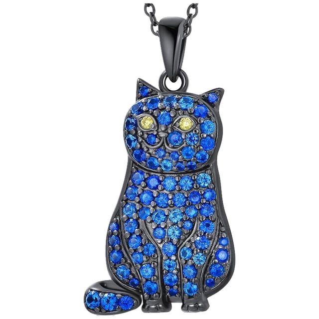 Accesorios de Gatitos CatNeck09 1Pza British Shorthair Azul Metal Cadena y Dije.