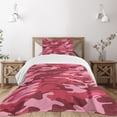 thumbnail image 3 of Ambesonne Pink Quilted Bedspread Set 2 Pcs, Camo Texture Autumn Theme, Twin Size, Dark Coral Pale Pink, 3 of 6