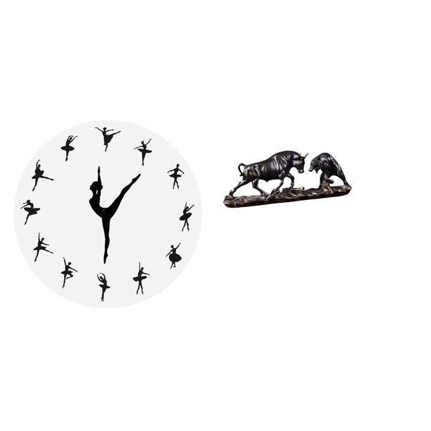 Reloj de pared,Reloj de pared con bailarina,reloj decorativo colgante.,Estatua de escritorio,Figura decorativa de pelea de toros y osos,Colecciones de esculturas de toros,artesanía de