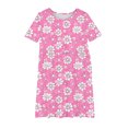 thumbnail image 4 of RXIRUCGD 2025 Summer Clothes for Kids Girl's Flower Print Short Sleeve Stretchy Dress Summer Sleeve Round Neck Dress Dance Skirt for Kids, 4 of 4