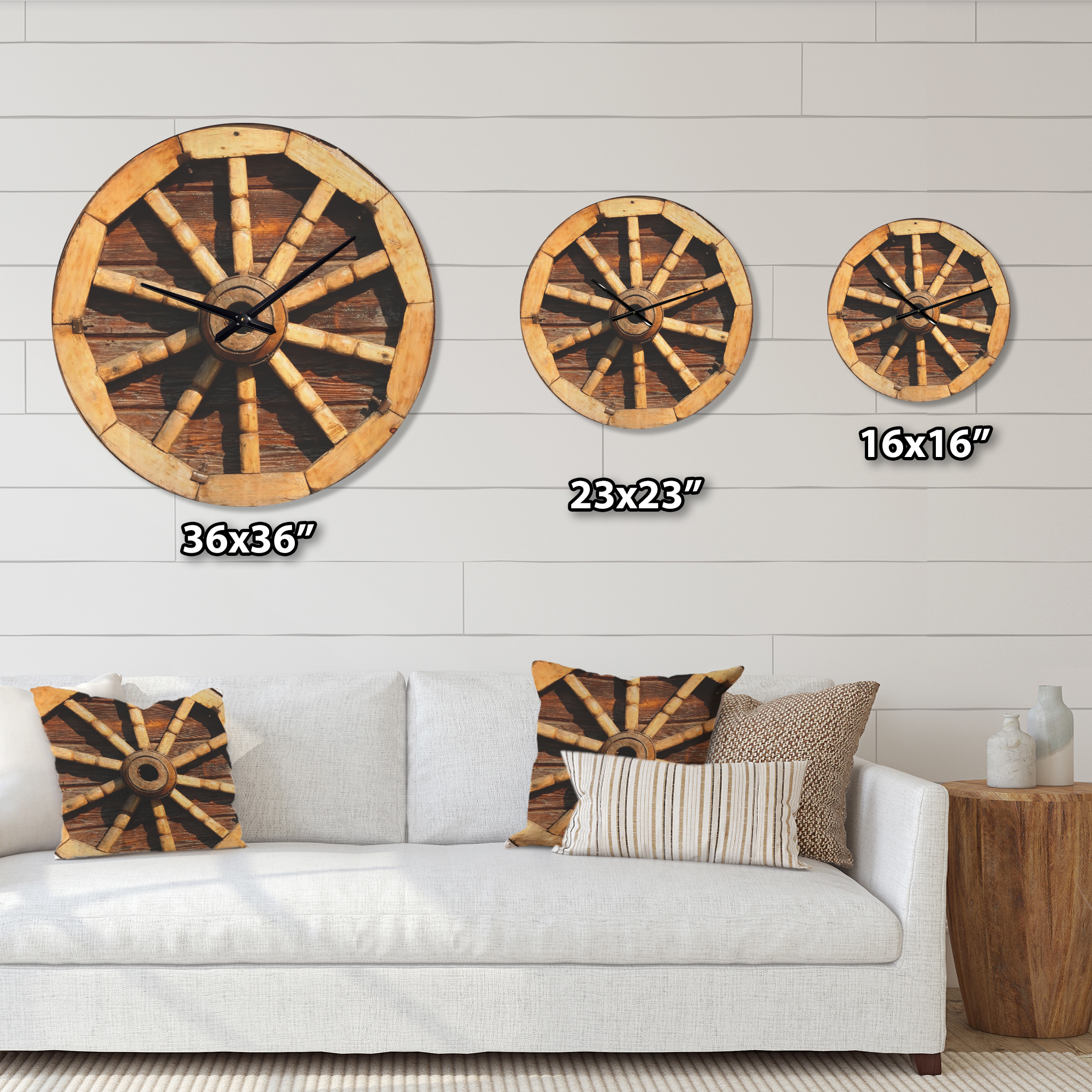 Designart 'Vintage Wagon Wheel ' Farmhouse Wood Wall Clock