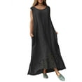 thumbnail image 3 of VONDA Women's Sleeveless Lace Patchwork Loose Maxi Dress Summer Dress Sundress With Pockets, 3 of 5