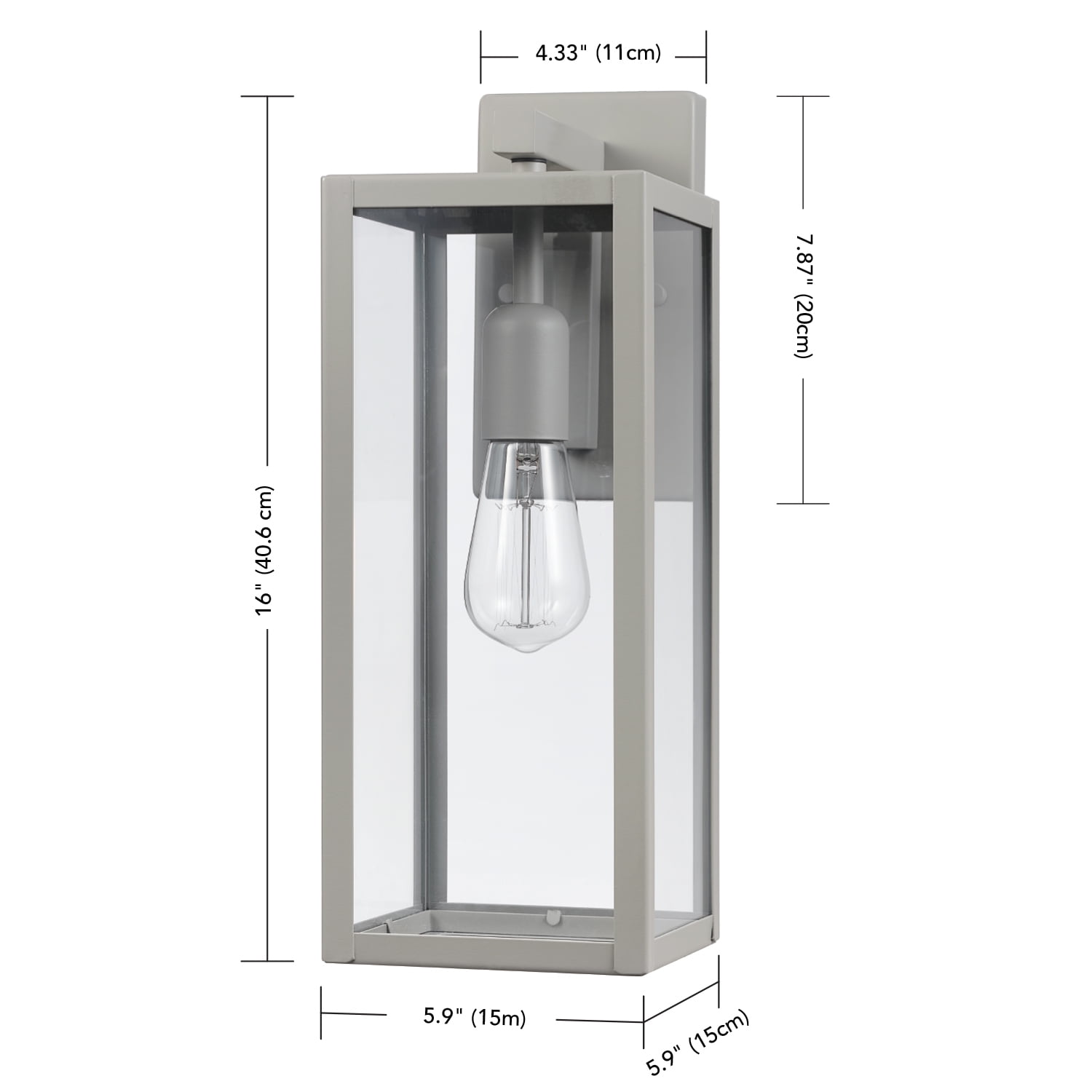 Globe Electric 1-Light Matte Gray Outdoor Indoor Wall Sconce Clear Glass Shade
