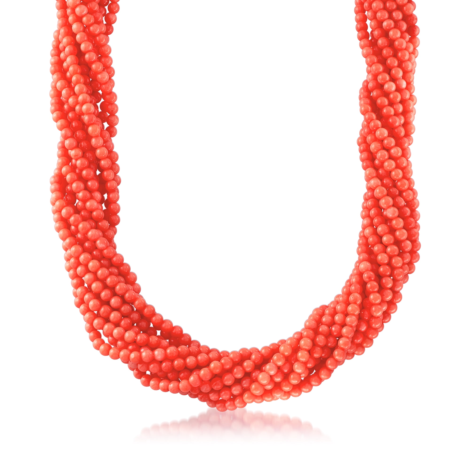 Red & gold seed bead multistrand necklace