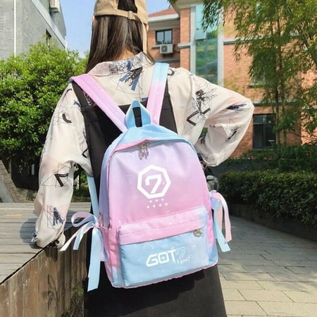 Fancyleo KPOP GOT7 Gradient Color Backpack Travel Shoulder Bag Schoolbag RANDOM PINK (Best Travel Purse 2019)