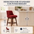 thumbnail image 4 of SESSLIFE Swivel Bar Stools Set of 4, 26" Counter Height Upholstered Bar Stools with Back, Bar Chairs with Solid Wood Legs for Kitchen Island Dining Room Home, Red, 4 of 9