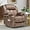 Plush-brown, variant on MEETWARM Massage Swivel Rocker Recliner with Heat and Vibration, Manual Glider Rocking Recliner Chair, 360°Swivel Lounge Reclining Chair with Cup Holder/Remote Control/USB Ports(Brown)