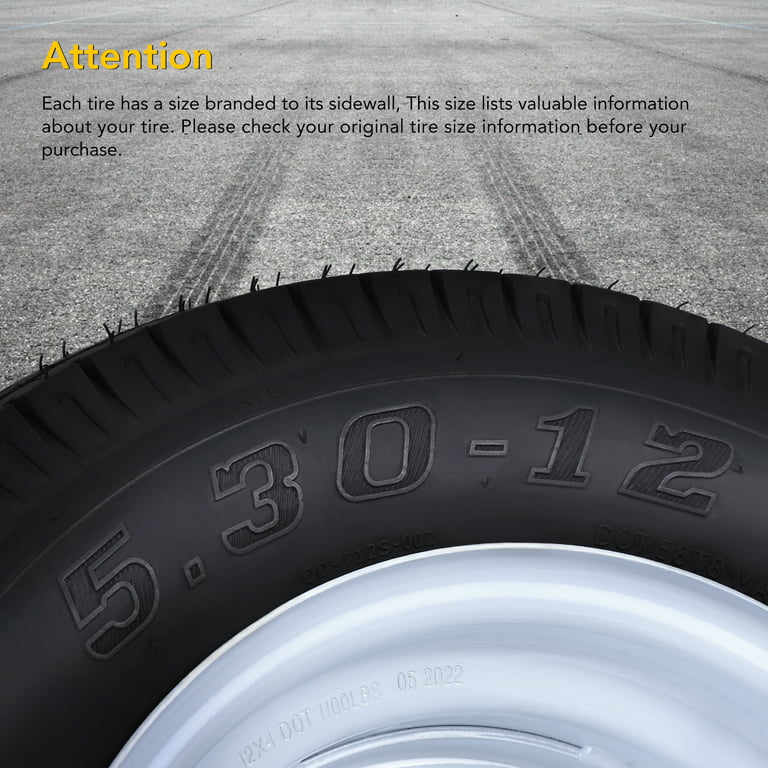 Dos neumáticos de remolque en llantas 5.30-12 530-12 5.30 X 12 4 rueda de  llanta radios blancos