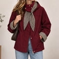 thumbnail image 2 of Alkepwun Detachable Hooded Jackets for Women Plaid Lining Inside Hood and Cuffs Zip Up Snap Button Loose Fit Casual Jacket with Pockets for Daily Wear Outdoor Activities, 2 of 7