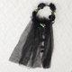 thumbnail image 3 of Velos de novia con corona floral, tocado de rosas artificiales, diadema para el pelo, accesorios para el pelo, guirnalda para fiesta de Halloween para mujeres (negro), 3 of 5