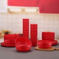 thumbnail image 2 of Mainstays 30-Piece Plastic Etched Strawberry Pattern Dinnerware Bundle Set, Red, 2 of 18