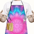 thumbnail image 2 of Pink Blue Tie Dye Flower Pattern Apron-Garden Aprons for Women with Pockets-Cotton Linen Waterproof Kitchen Cooking Gardening Aprons Adjustable for Kitchen,Cooking,BBQ and Salon 33x27 Inch, 2 of 7