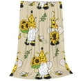 thumbnail image 2 of Fotbe Gnomes Bees And Sunflowers Manta de Franela Acolchonada con Estampado, Súper Suave y Esponjosa, Extra Grande para Sofá, Cama, Uso Todo el Año-80"x60", 2 of 7