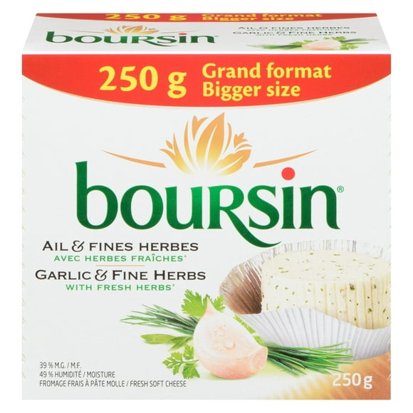 Boursin Garlic & Fine Herbs Cheese 250g, Fresh soft white cheese