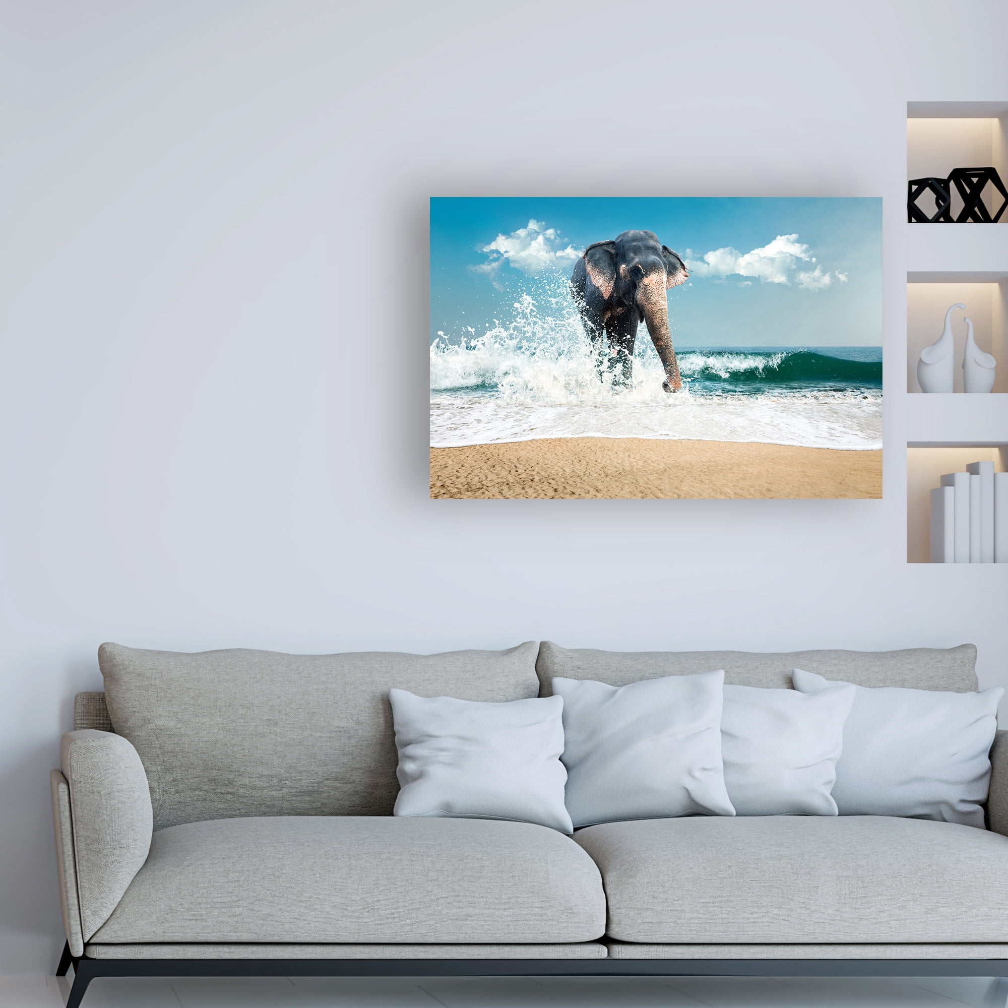 Trademark Fine Art 'Elephant On The Beach' Canvas Art by PhotoINC Studio