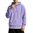 thumbnail image 3 of OIOLOYJM Mens Hoodies Casual Basic Relaxed Fit Drawstring Soft Comfortable Athletic Hooded Sweatshirts Retro Classic Business Work Pullover with Pocket Light Purple S, 3 of 5