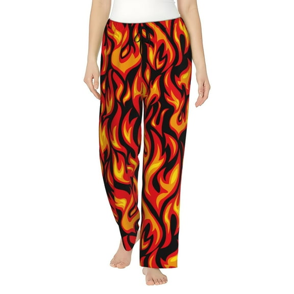 Fire Pattern Women'S Pajama Pants Drawstring Pj Bottoms Pants With Pockets Small