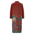 thumbnail image 4 of Tiqkatyck Womens Winter Coats Clearance Women's Winter Coat Long Overcoat Floral Print Trench Coat Thermal Warm Heated Coat Double Breasted Lapel Windproof Oversized Street Jacket for Women Red, 4 of 7