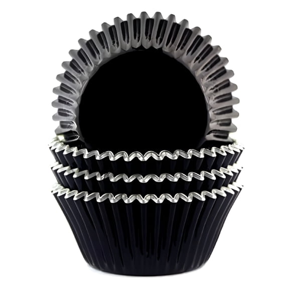 ACDANC 2026 New Foil Metallic Cupcake Liners Standard Baking Cups 100 Pcs for Baking,Cupcakes,Party,Desserts (Black)