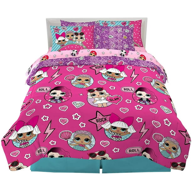 LOL Surprise Diva, Rocker, MC Swag, Queen Bee, Merbaby & Fancy Girls Full Comforter & Sheet Set